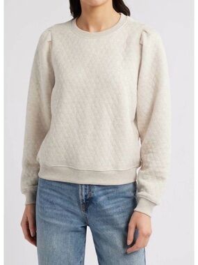Marine Layer - Corbet Quilted Puff Sleeve Crewneck - Size Large